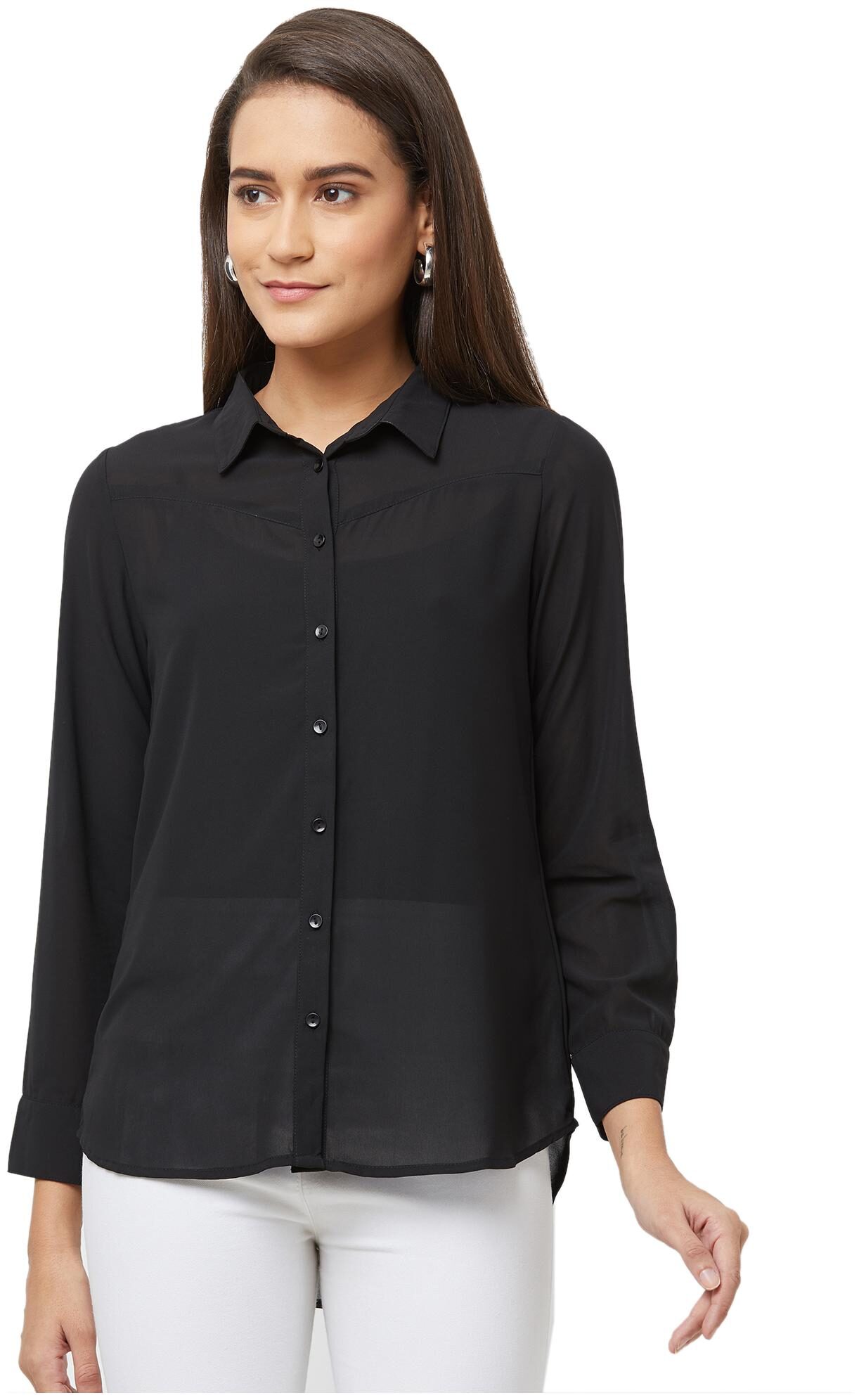 

109 F Women Black Solid Regular Fit Shirt