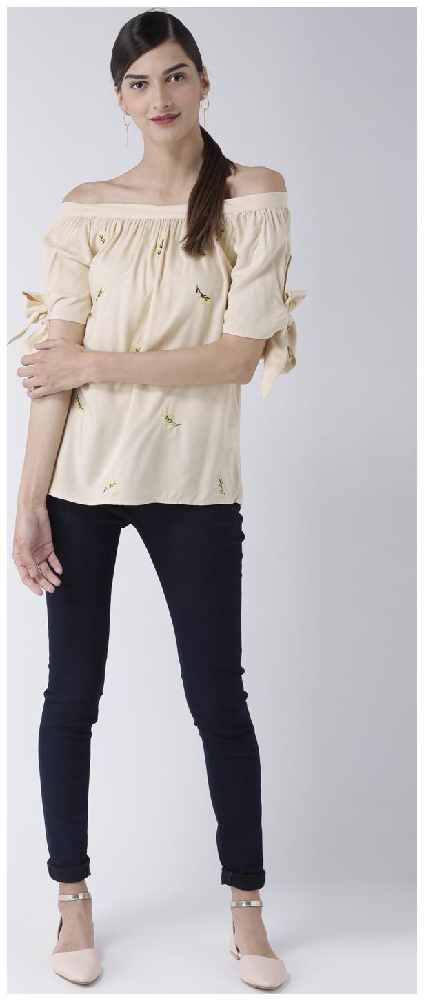 

109 F Women Embroidered Regular top - Beige