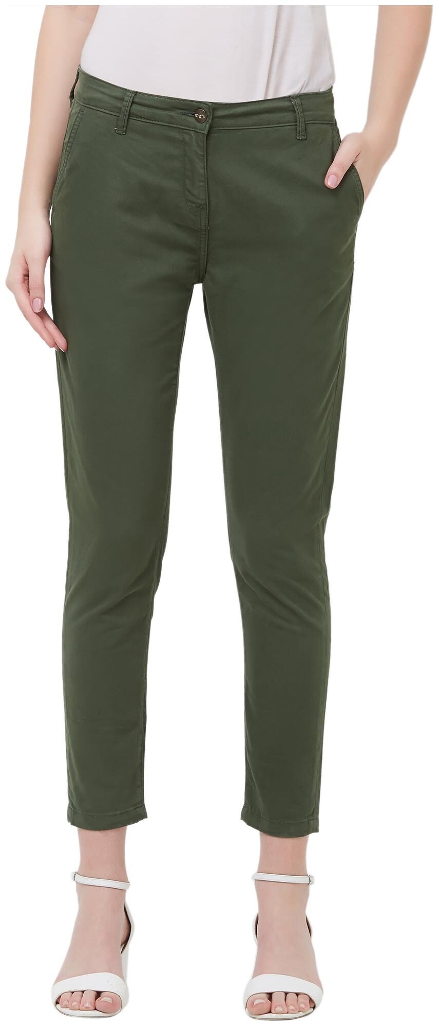 

109 F Women Green Regular fit Regular pants