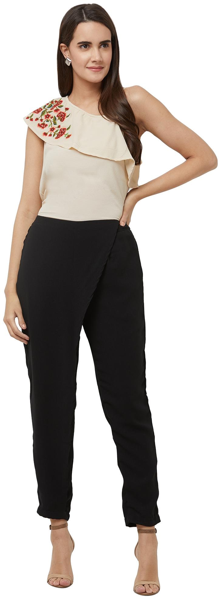 

109 F Women Polyester Solid Regular Black