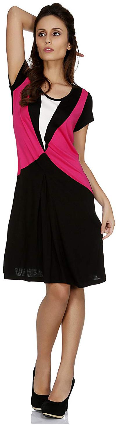 

109 F Black Solid A-line dress