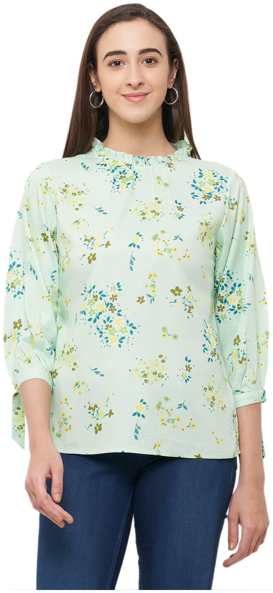 

109 F Women Floral Regular top - Green