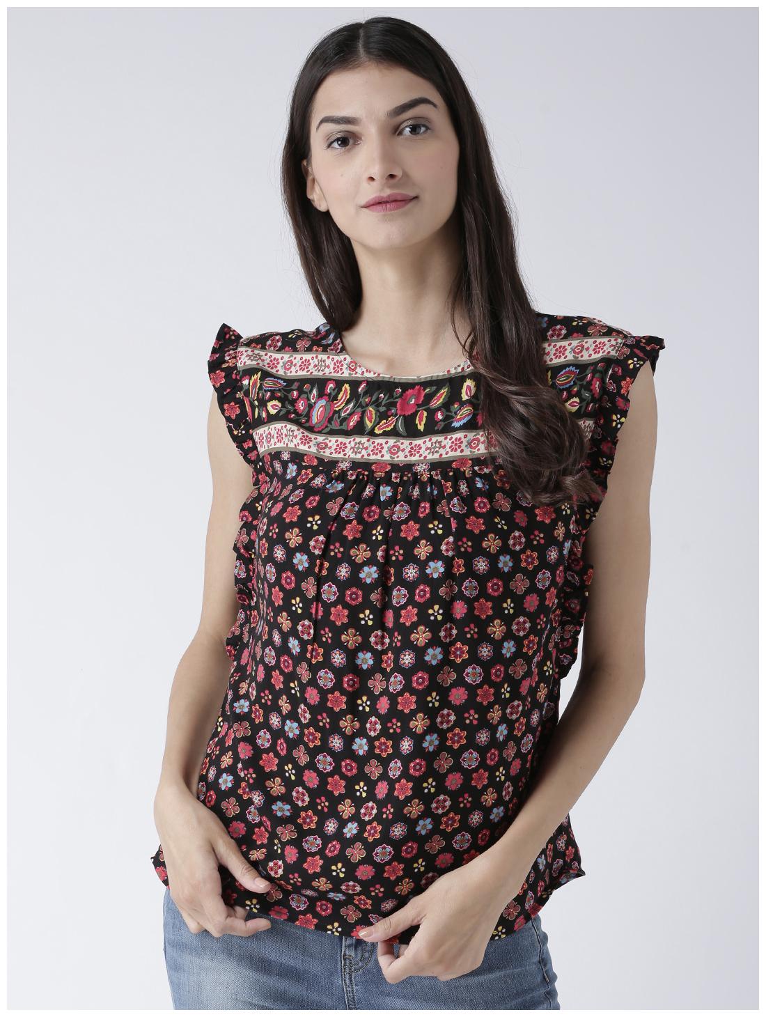 

109 F Women Floral Regular top - Black