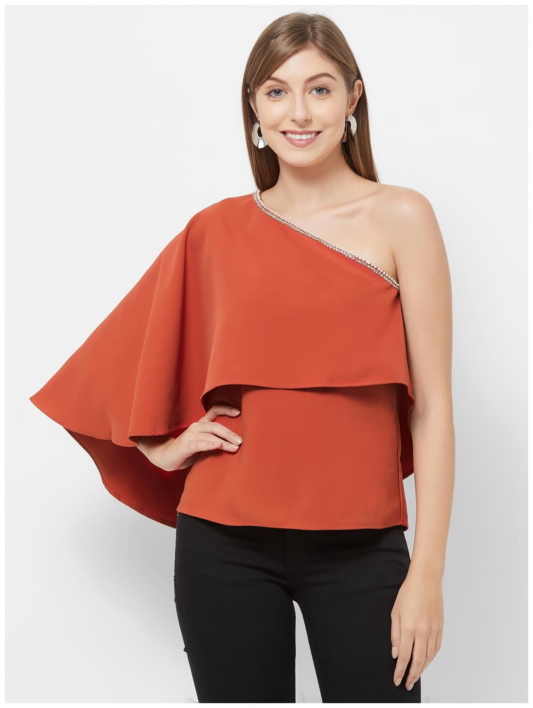 

109 F Women Solid Shirt style - Orange