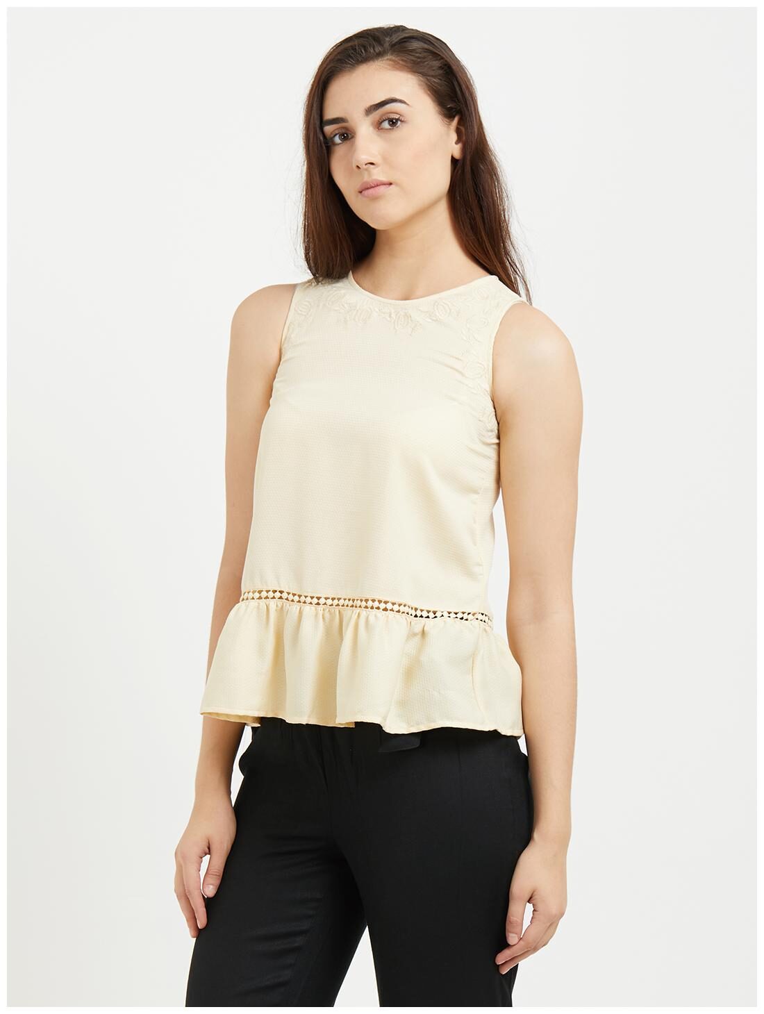 

109 F Women Solid Regular top - Cream