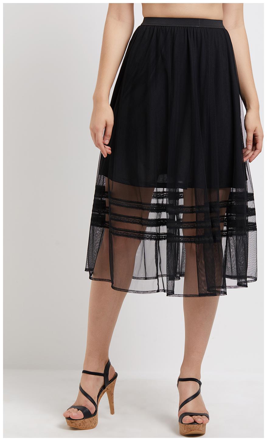 

109 F Self design A-line skirt Mini Skirt - Black