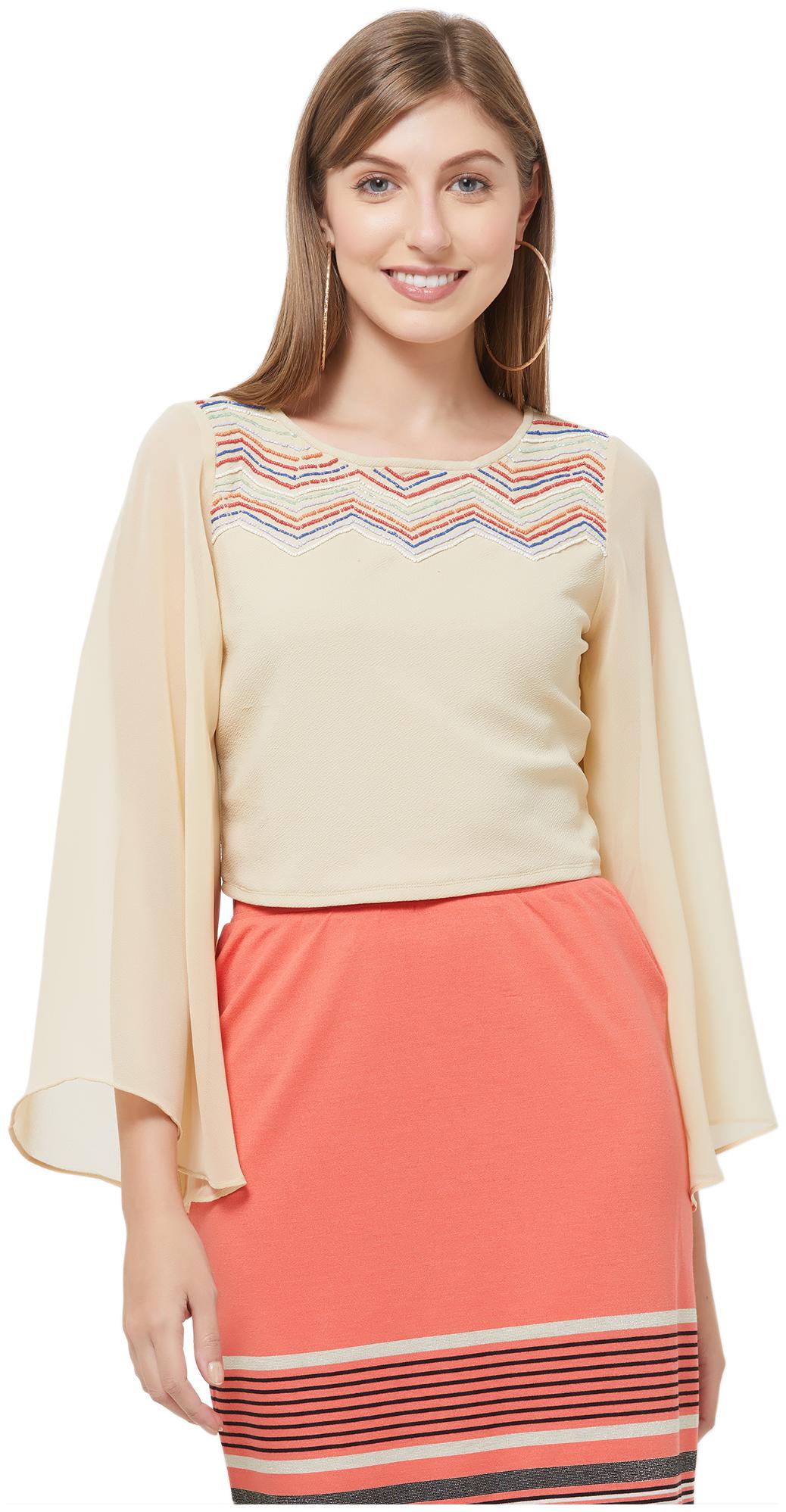 

109F Birch Top With Beads Detailing - Beige