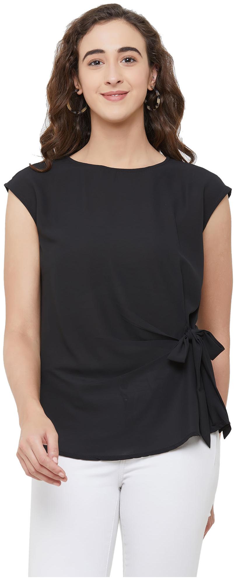 

109 F Women Solid Regular top - Black