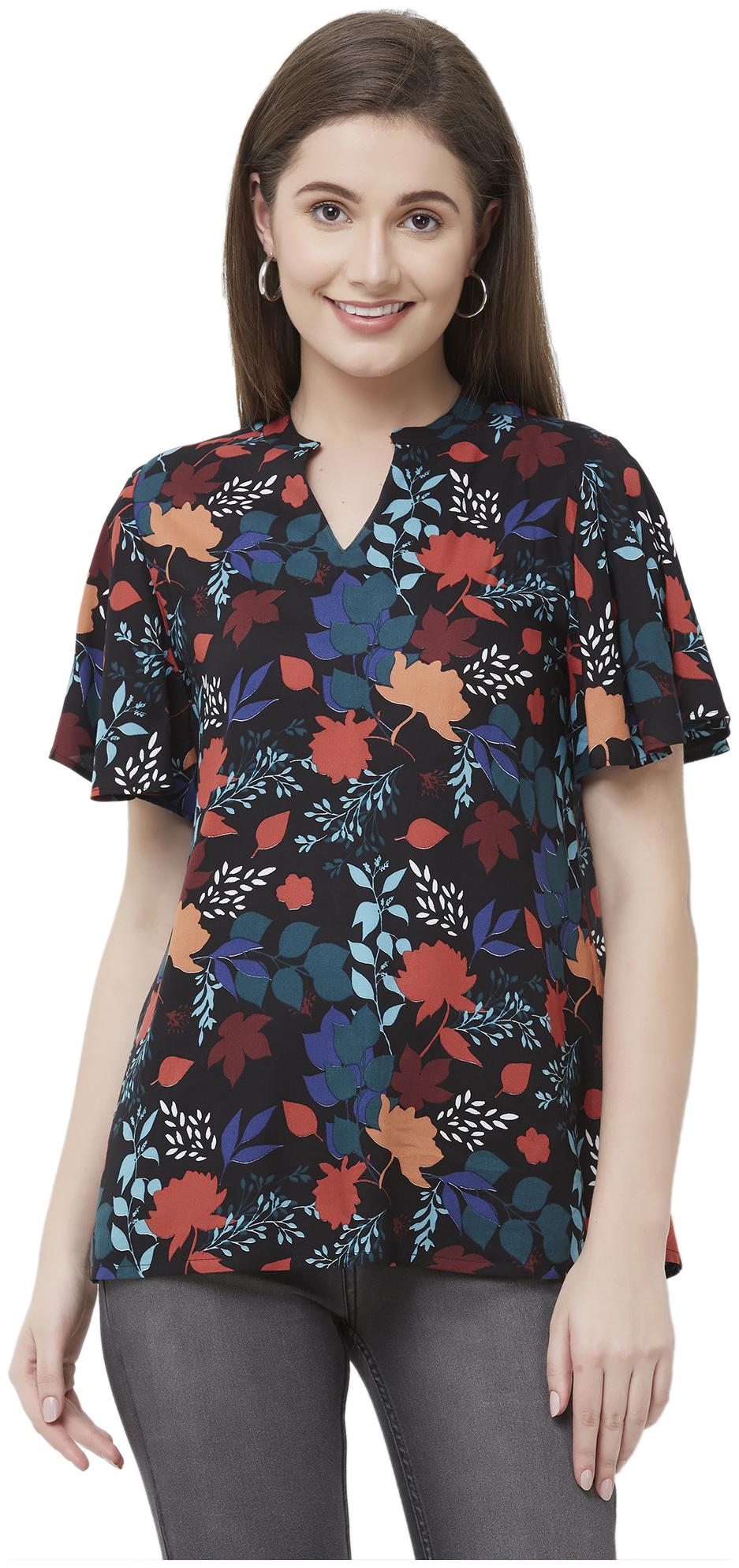 

109 F Women Printed Regular tunic - Black