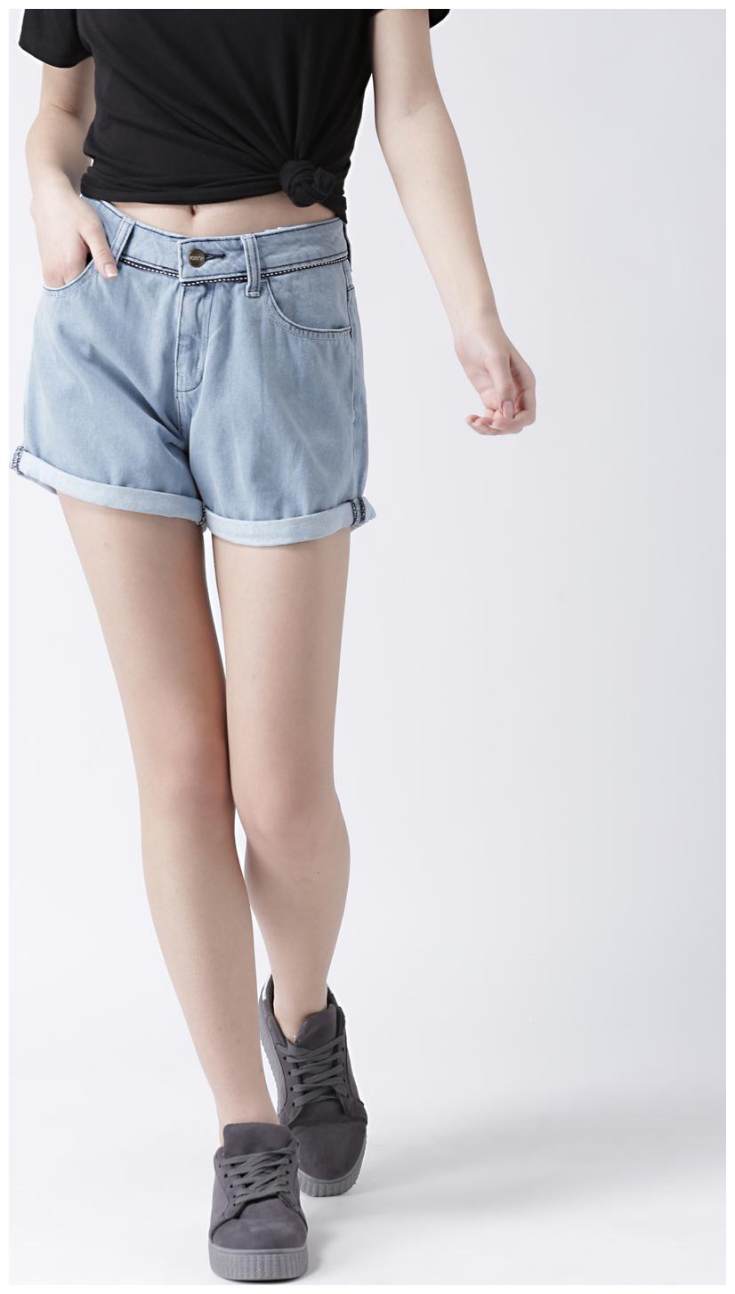 

109 F Women Solid Regular shorts - Blue