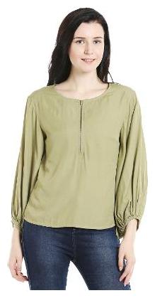 

109 F Women Solid Regular top - Green