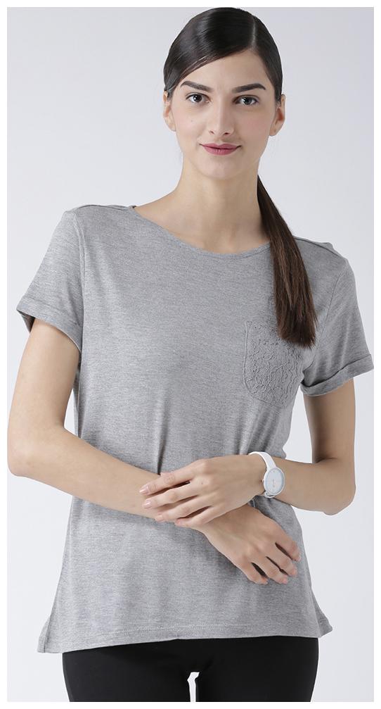 

109 F Women Grey Regular fit Round neck Viscose rayon T shirt