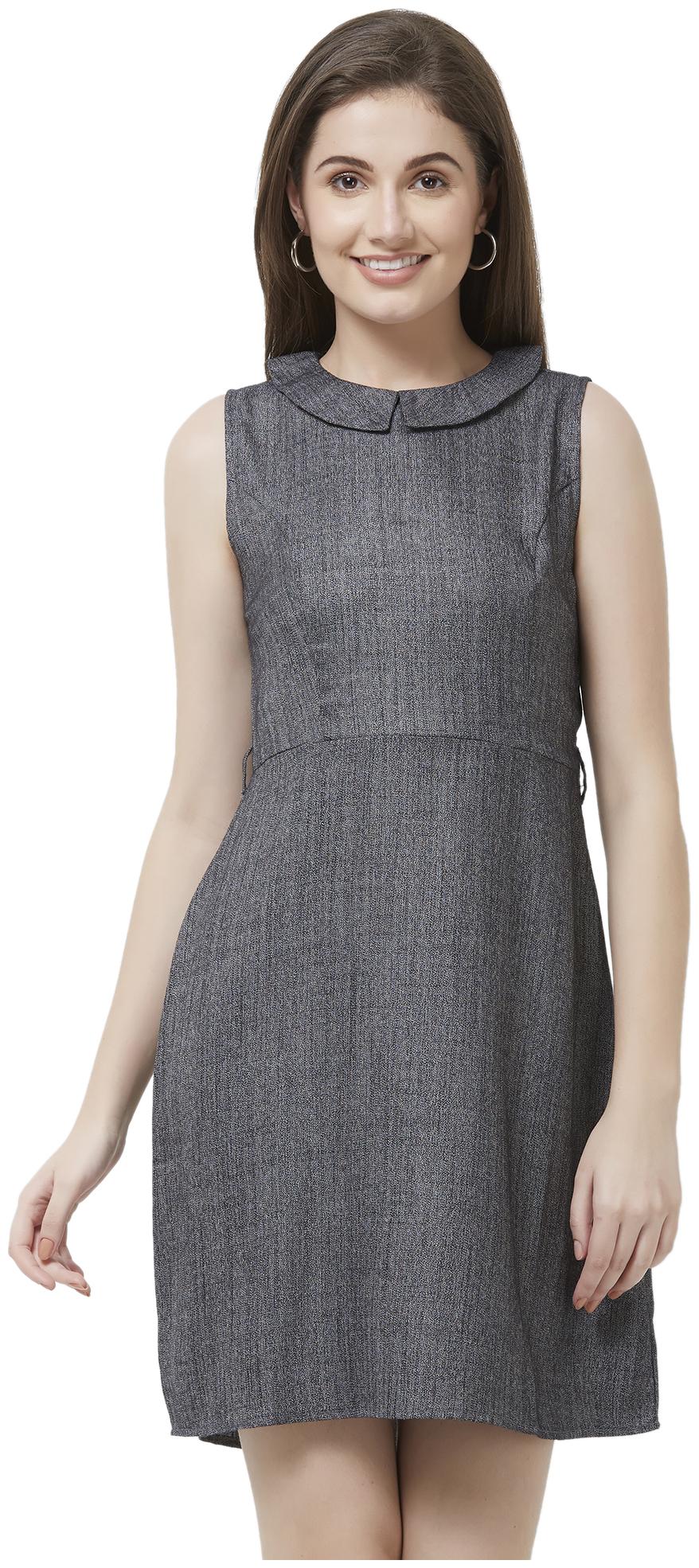 

109 F Grey Solid A-line dress