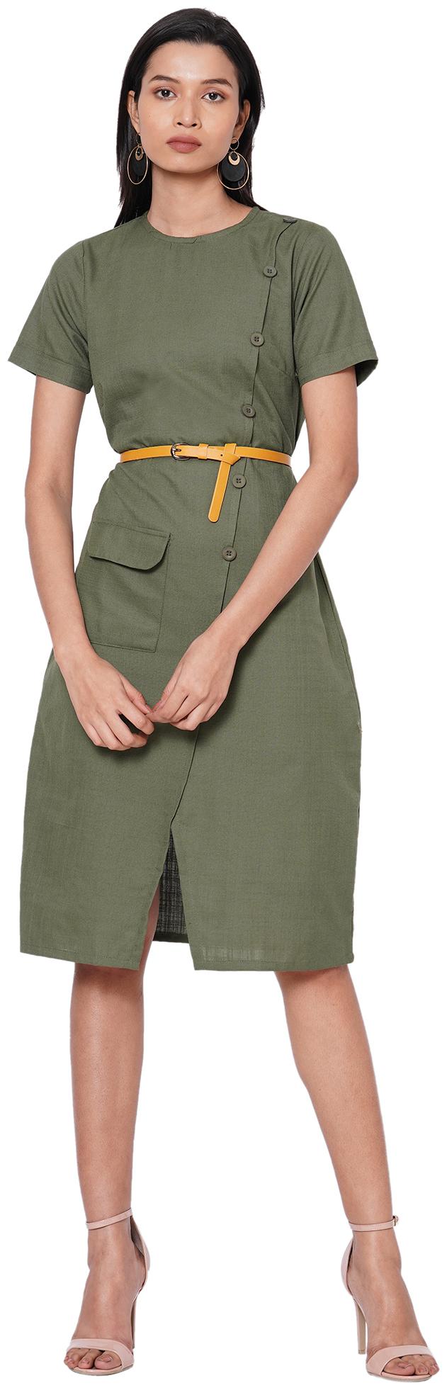 

109F Green Solid Maxi dress