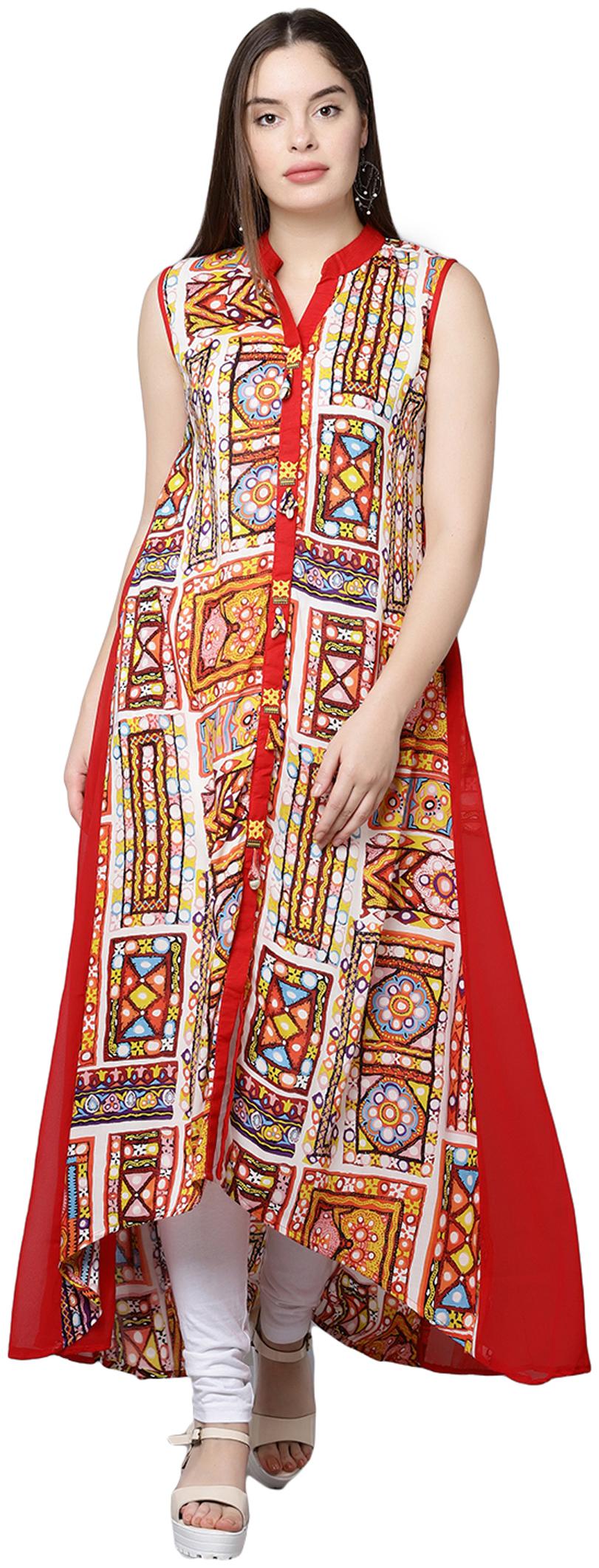 

18 Fire Women Multi Printed Assymetrical Kurti