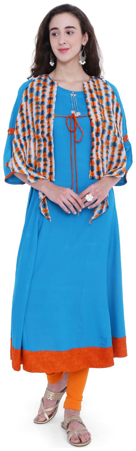 

18 Fire Women Blue Solid Straight Kurti