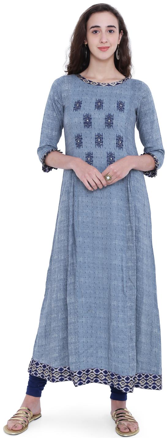 

18 Fire Women Synthetic Regular Fit Kurti (Blue)