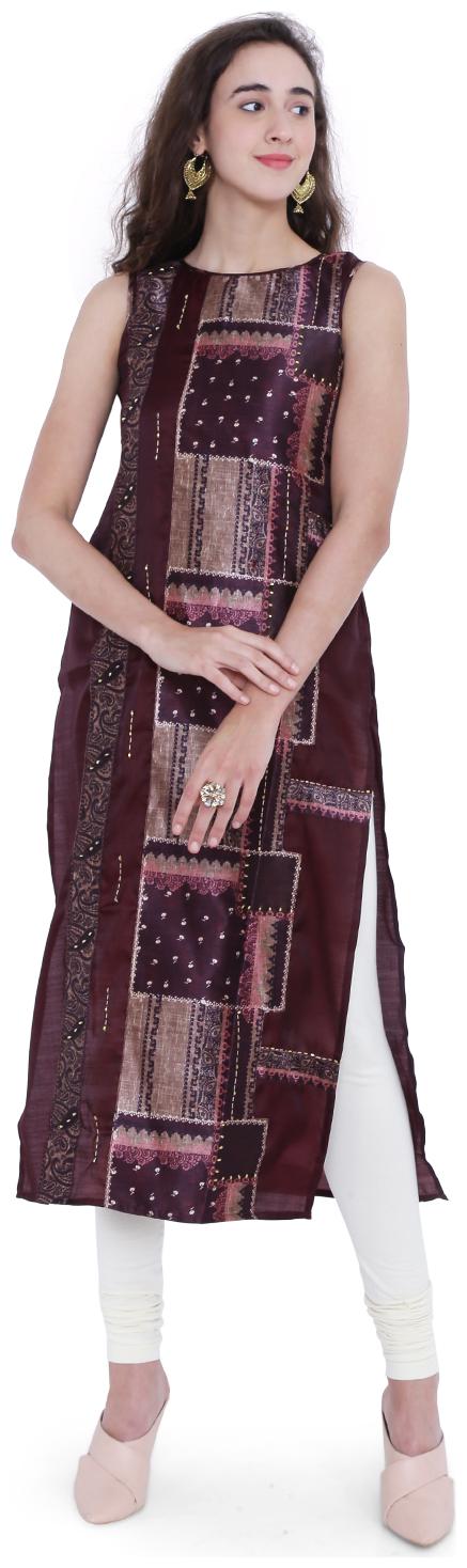 

18 Fire Women Brown Printed Straight Kurti