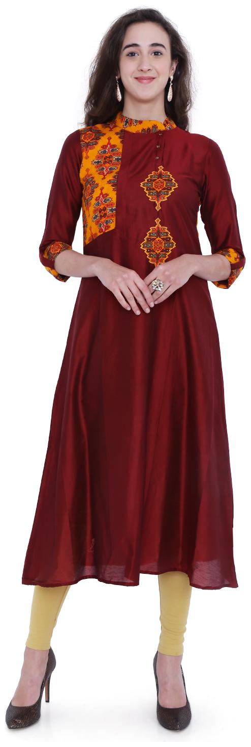 

18 Fire Women Synthetic Regular Fit Kurti (Brown)
