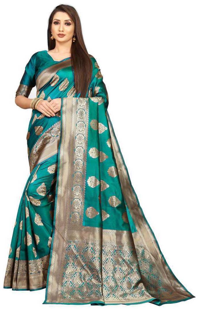 

2001 International Women Jacquard Party Wear Saree (Green)