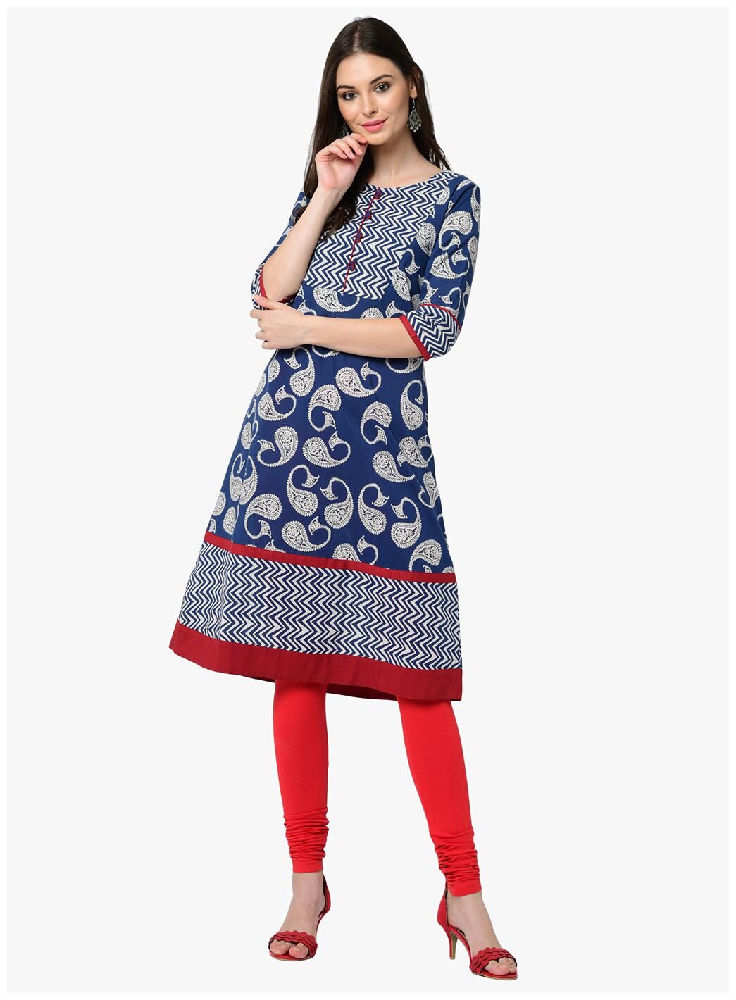 

2BMe Women Blue Printed Regular Kurta