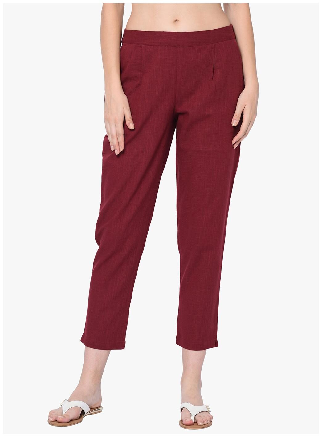 

2Bme Cotton Solid Maroon Regular for women