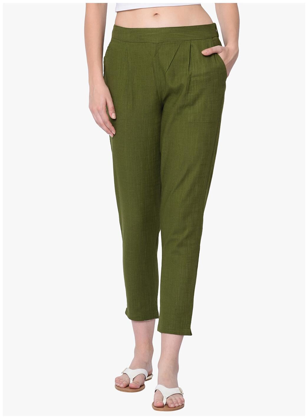 

2Bme Cotton Solid Olive Regular for women