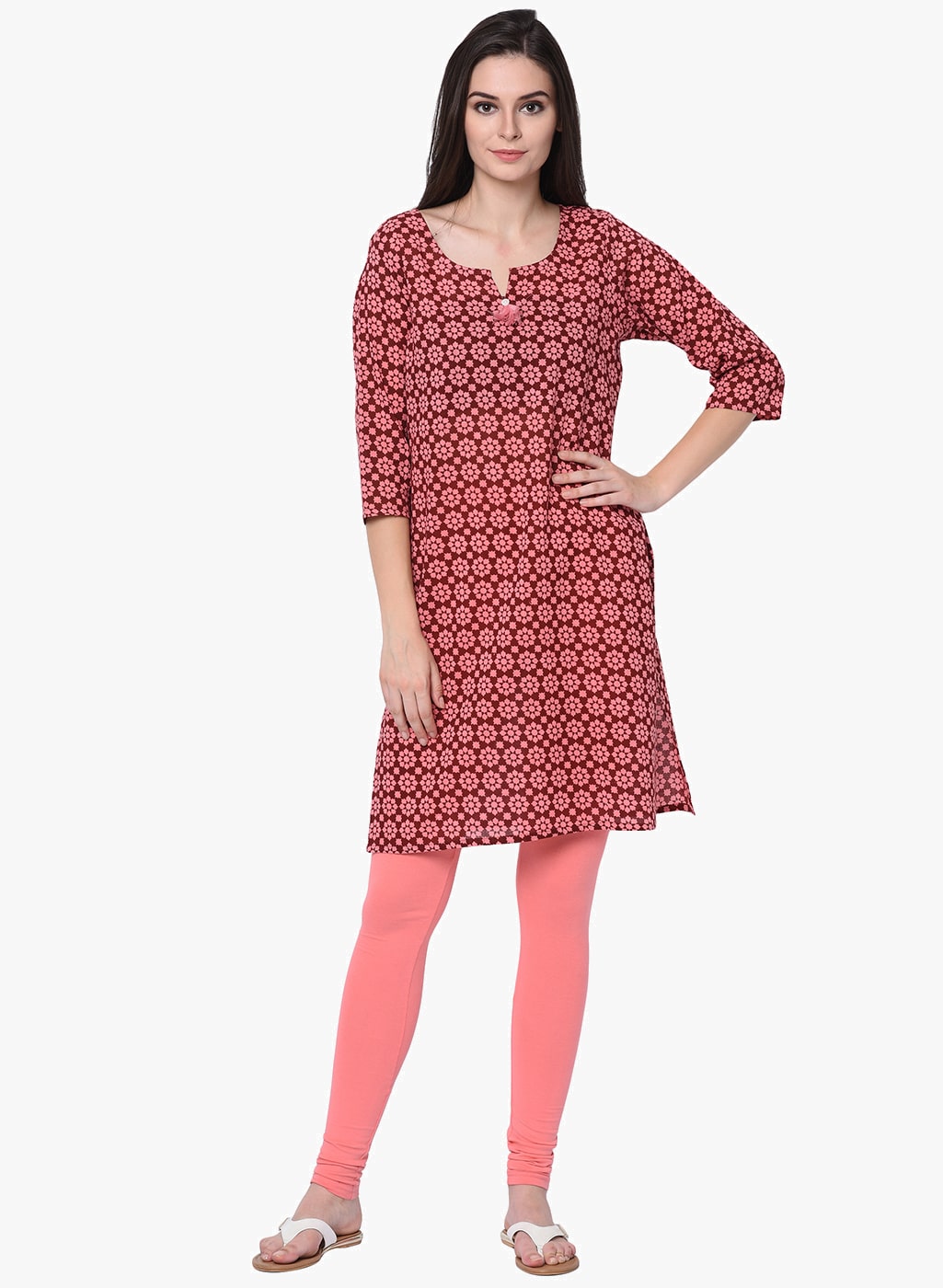 

2BMe Women Maroon Floral Regular Kurta
