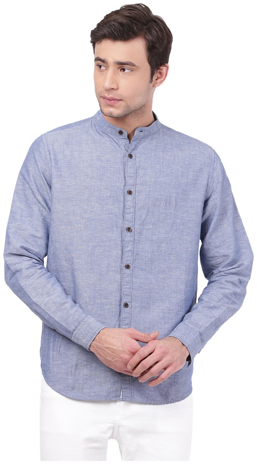 

2BMe Men Navy Blue Solid Regular Fit Casual Shirt