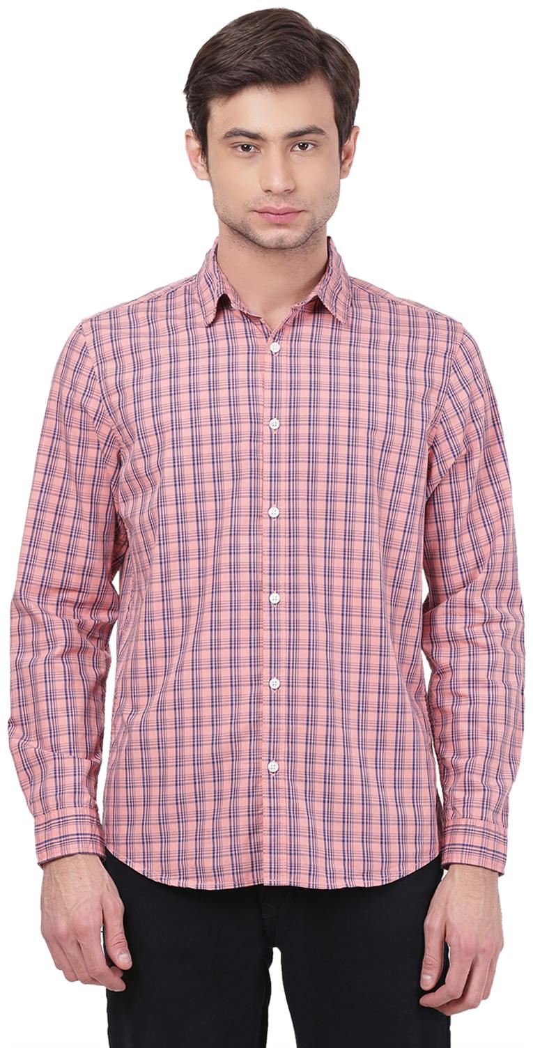 

2BMe Men Pink Checked Slim Fit Casual Shirt