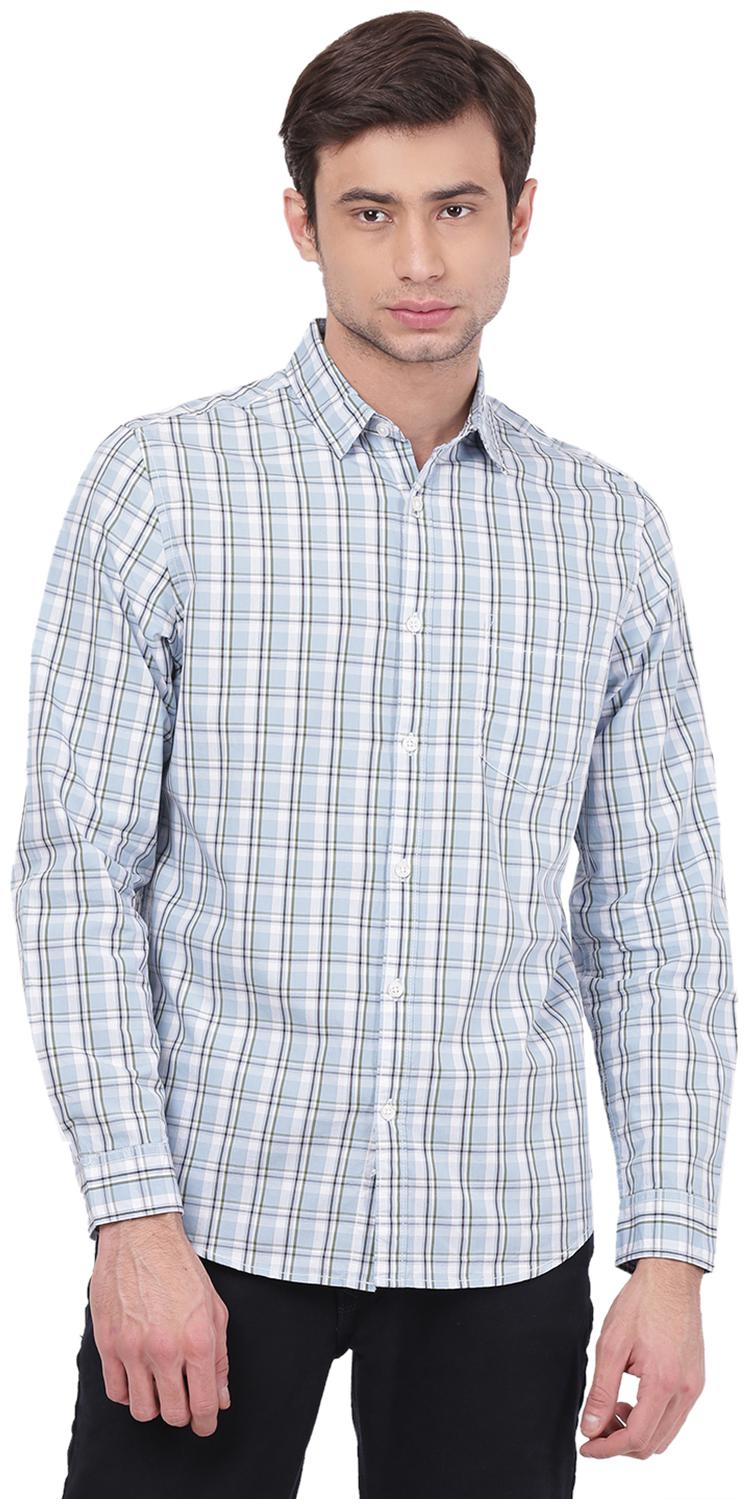 

2BMe Men Blue Checked Slim Fit Casual Shirt