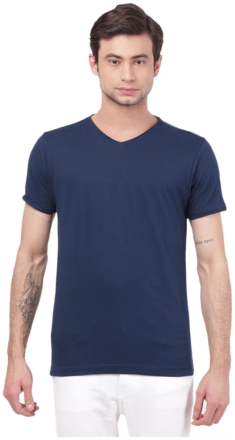 

2BMe Men Navy blue Regular fit Cotton V neck T-Shirt - Pack Of 1