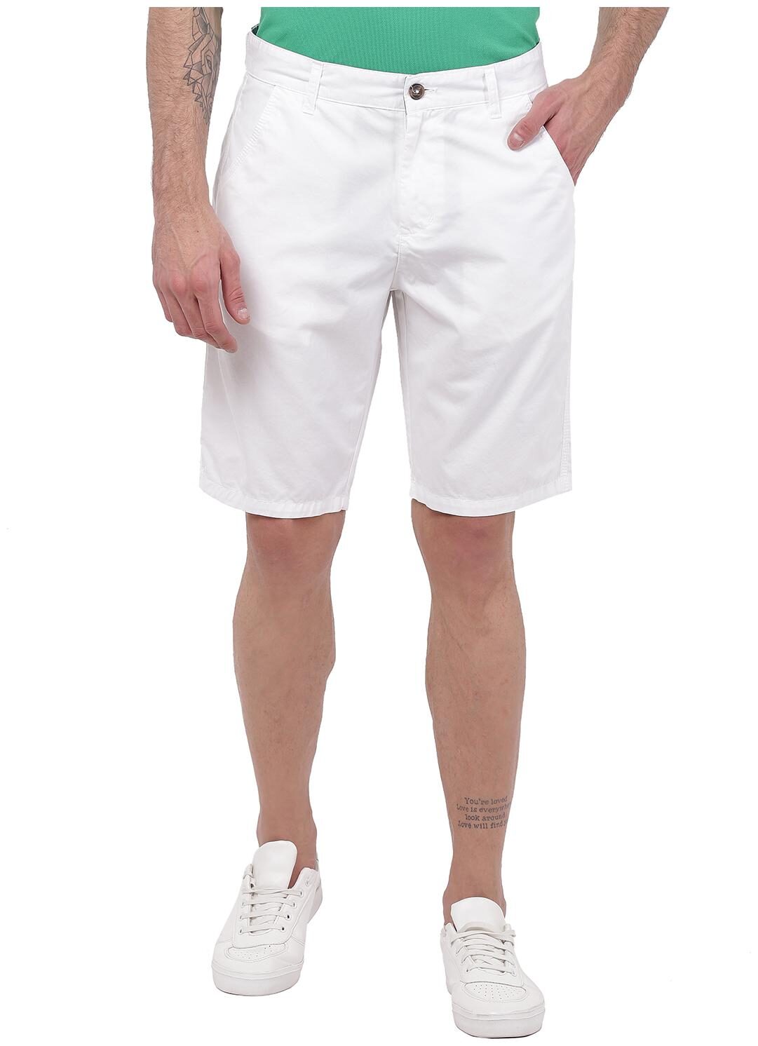 

2BMe Men White Slim Fit Regular Shorts