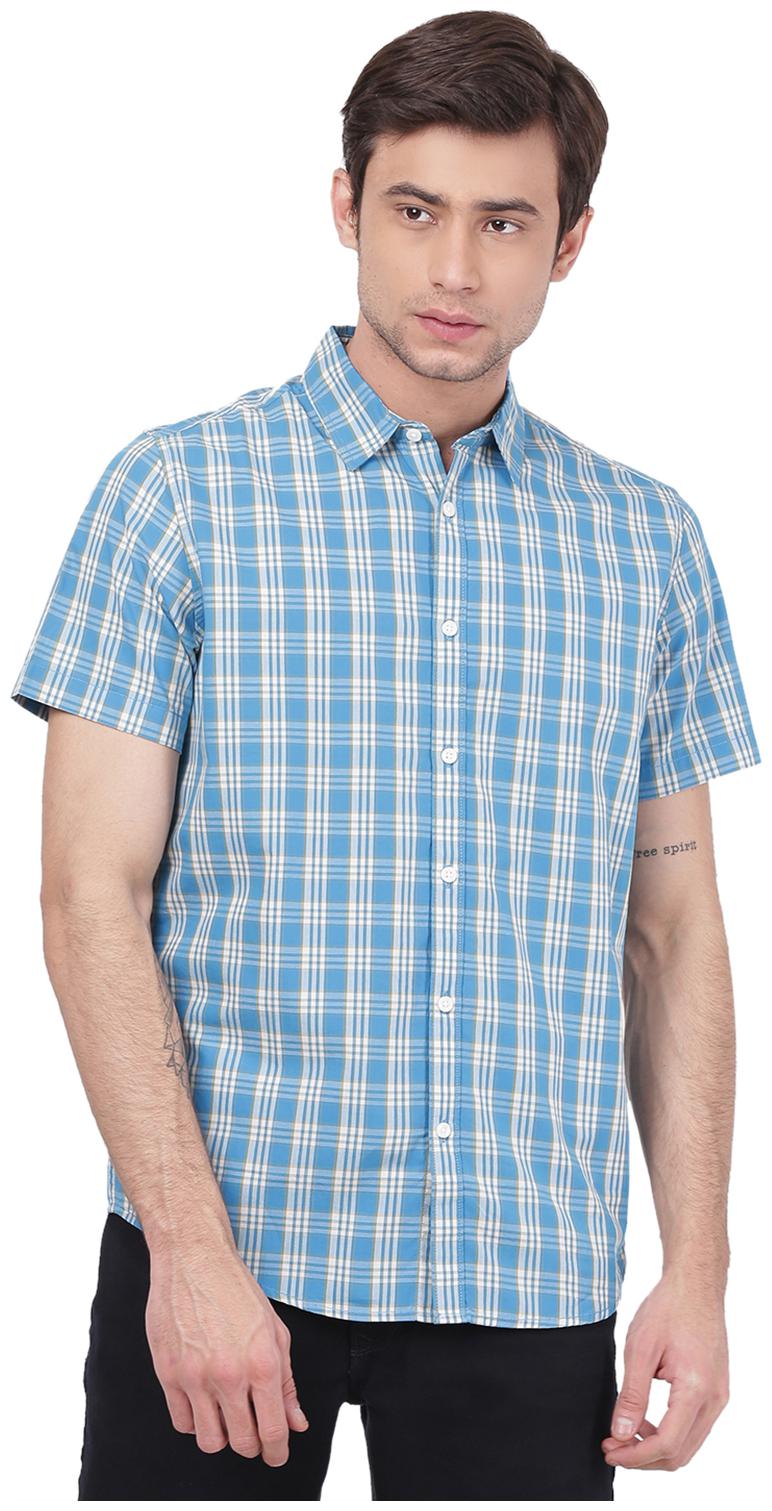 

2BMe Men Blue Checked Slim Fit Casual Shirt