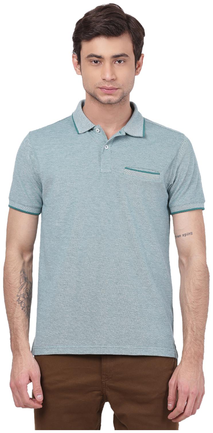 

2BMe Men Green Regular fit Cotton Polo collar T-Shirt - Pack Of 1
