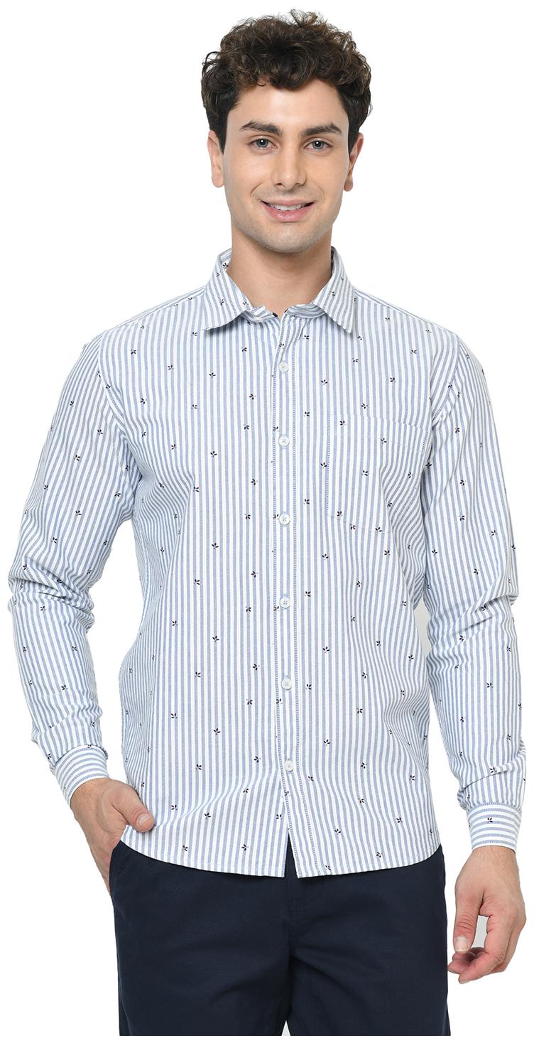 

2BMe Men Blue Printed Slim Fit Casual Shirt