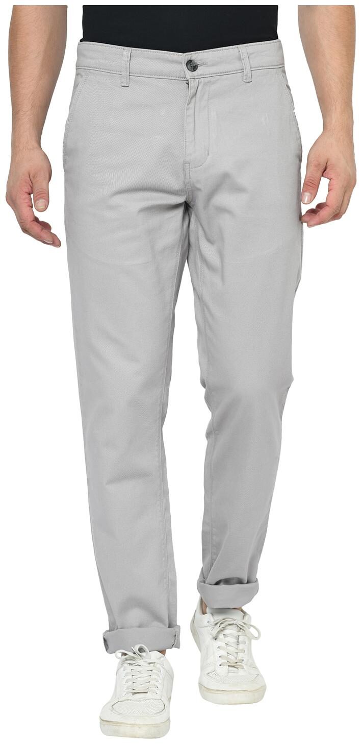 

2BMe Men Grey Solid Regular fit Chinos