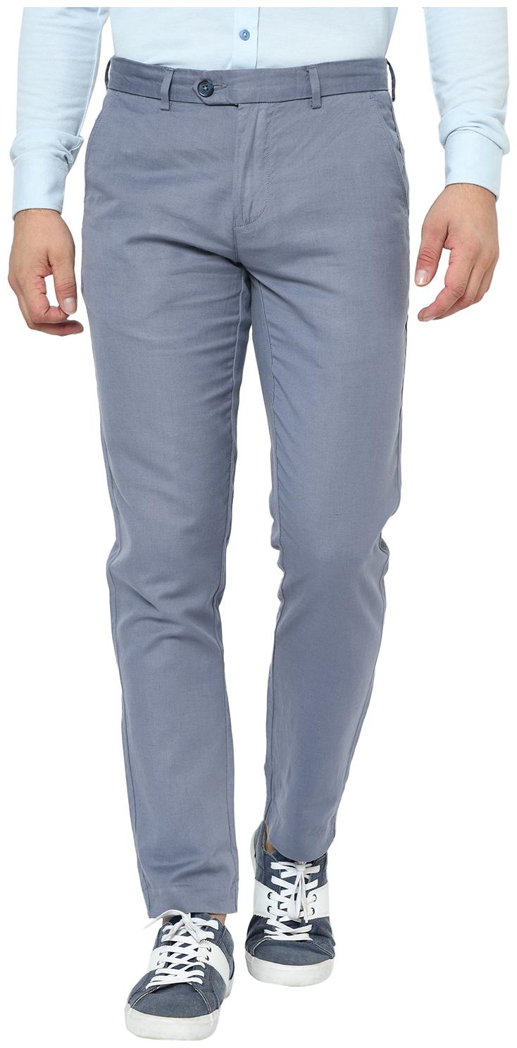 

2BMe Men Grey Solid Slim fit Regular trousers