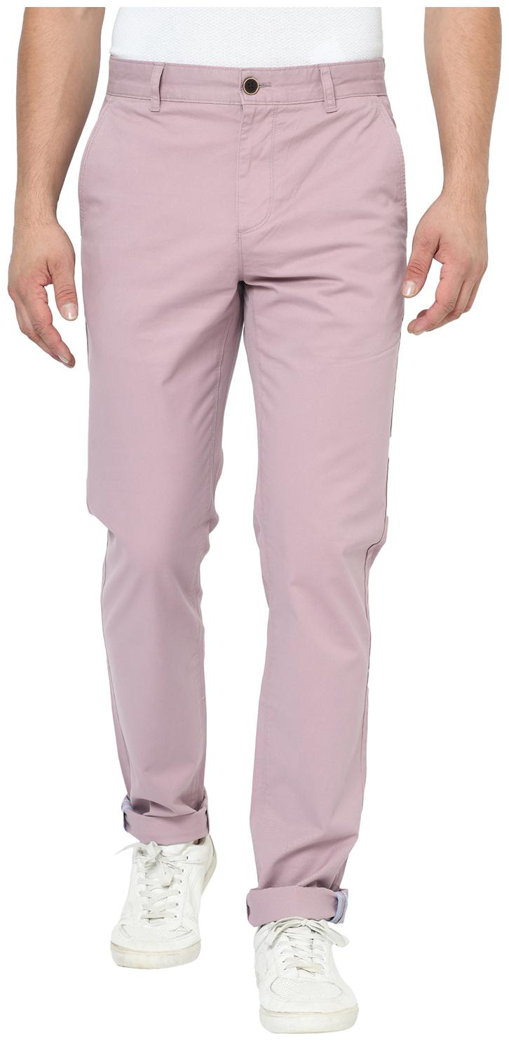

2BMe Men Peach Solid Slim fit Regular trousers