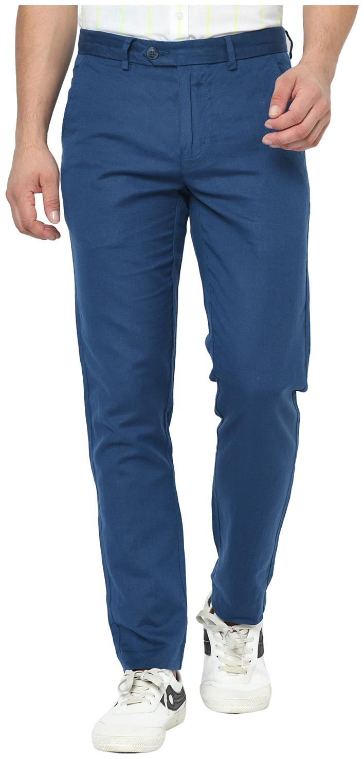 

2BMe Men Blue Solid Slim fit Regular trousers