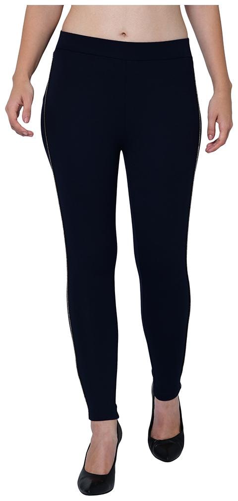 

2BMe Polyester Solid Navy Blue Jegging