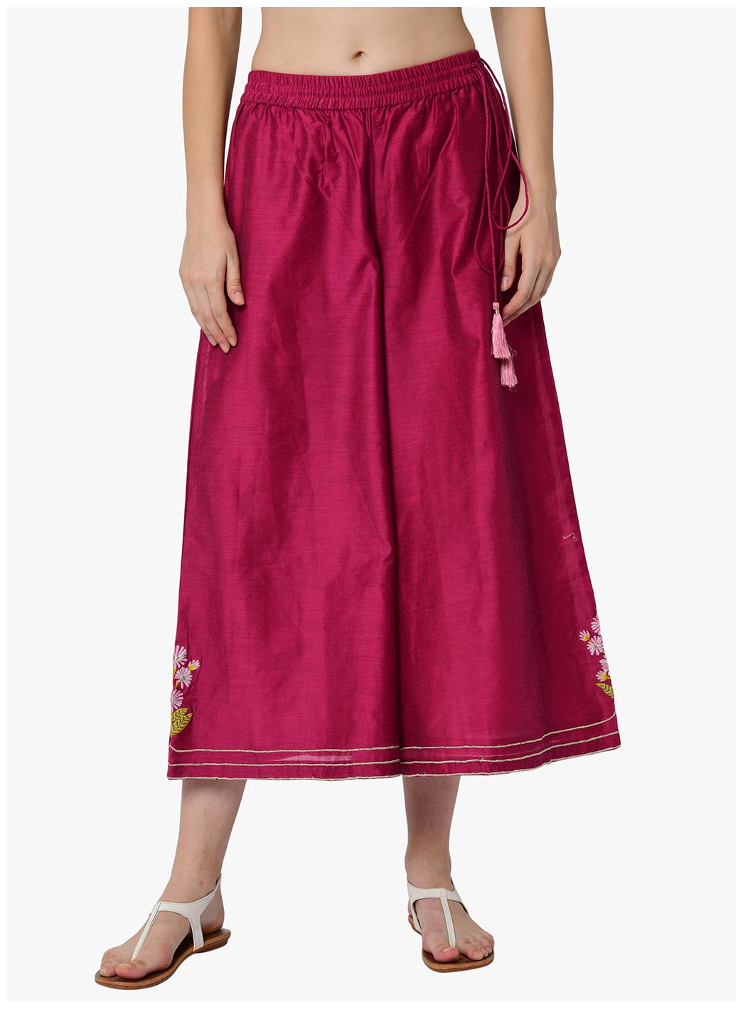

2BMe Wine Solid Flared Palazzo