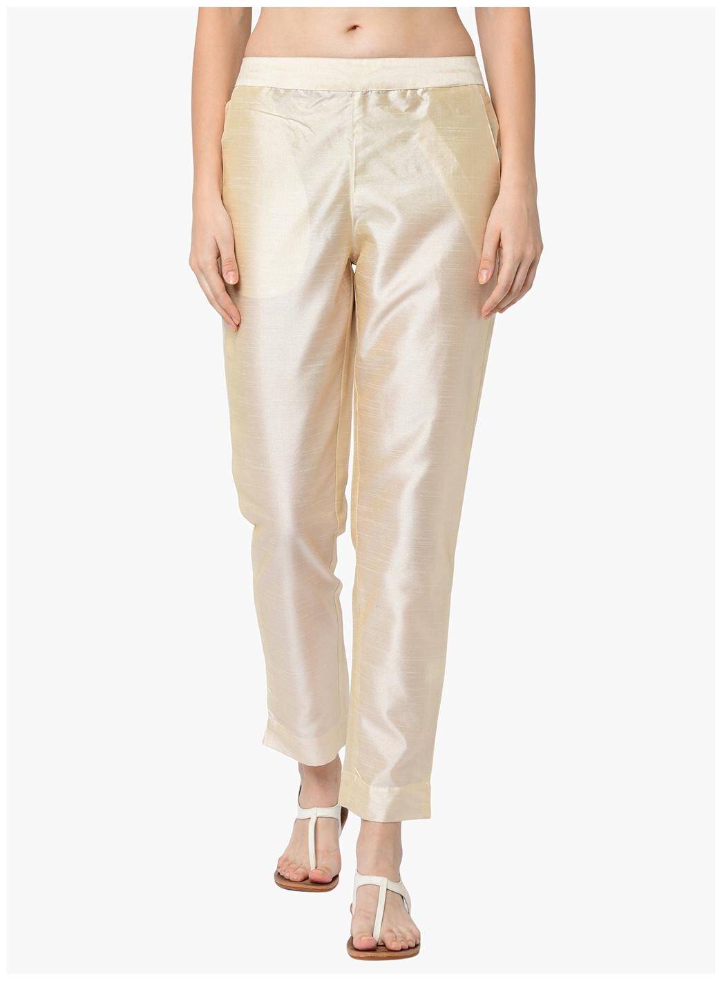 

2Bme Polyester Solid Beige Regular for women