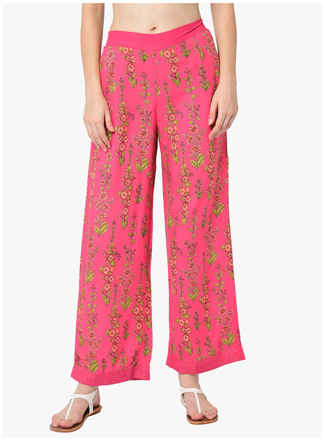 

2BMe Pink Floral Flared Palazzo