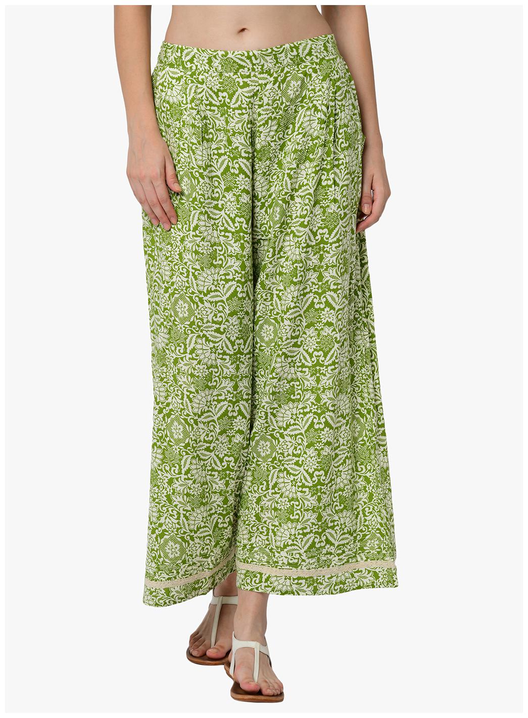 

2BMe Green Floral Flared Palazzo