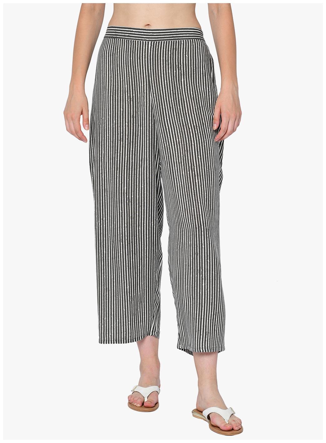 

2BMe Black Striped Flared Palazzo