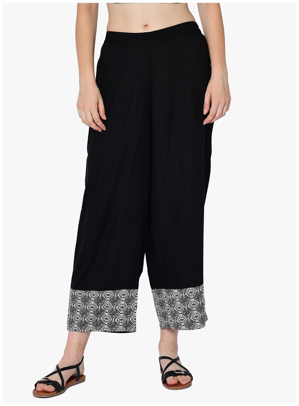 

2BMe Black Printed Flared Palazzo