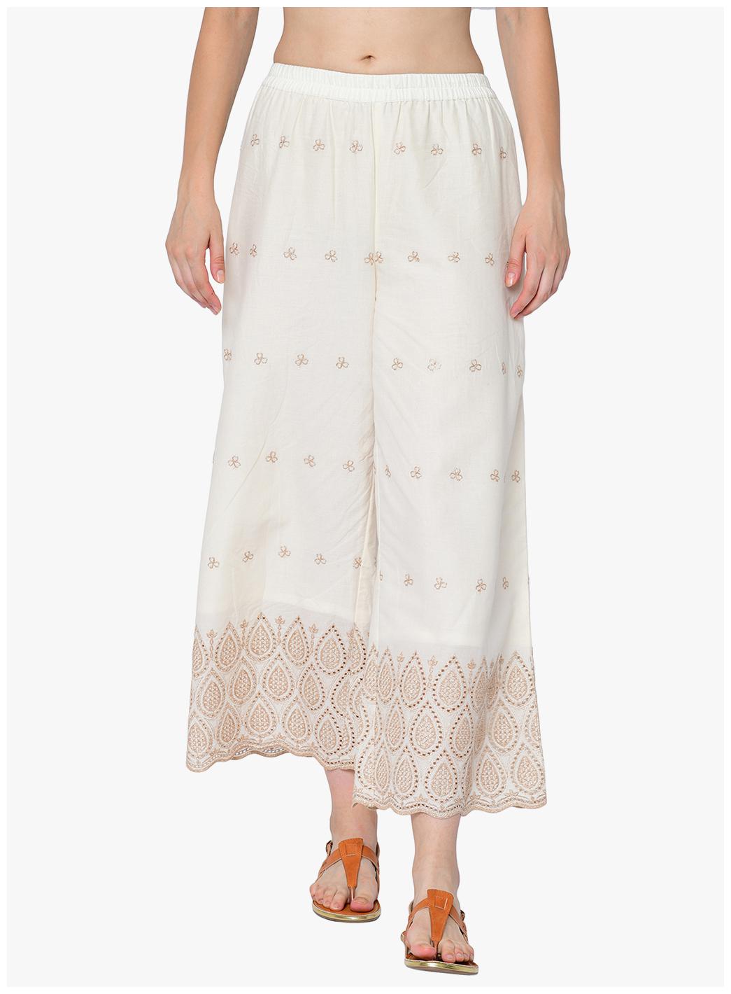 

2BMe White Solid Straight Palazzo