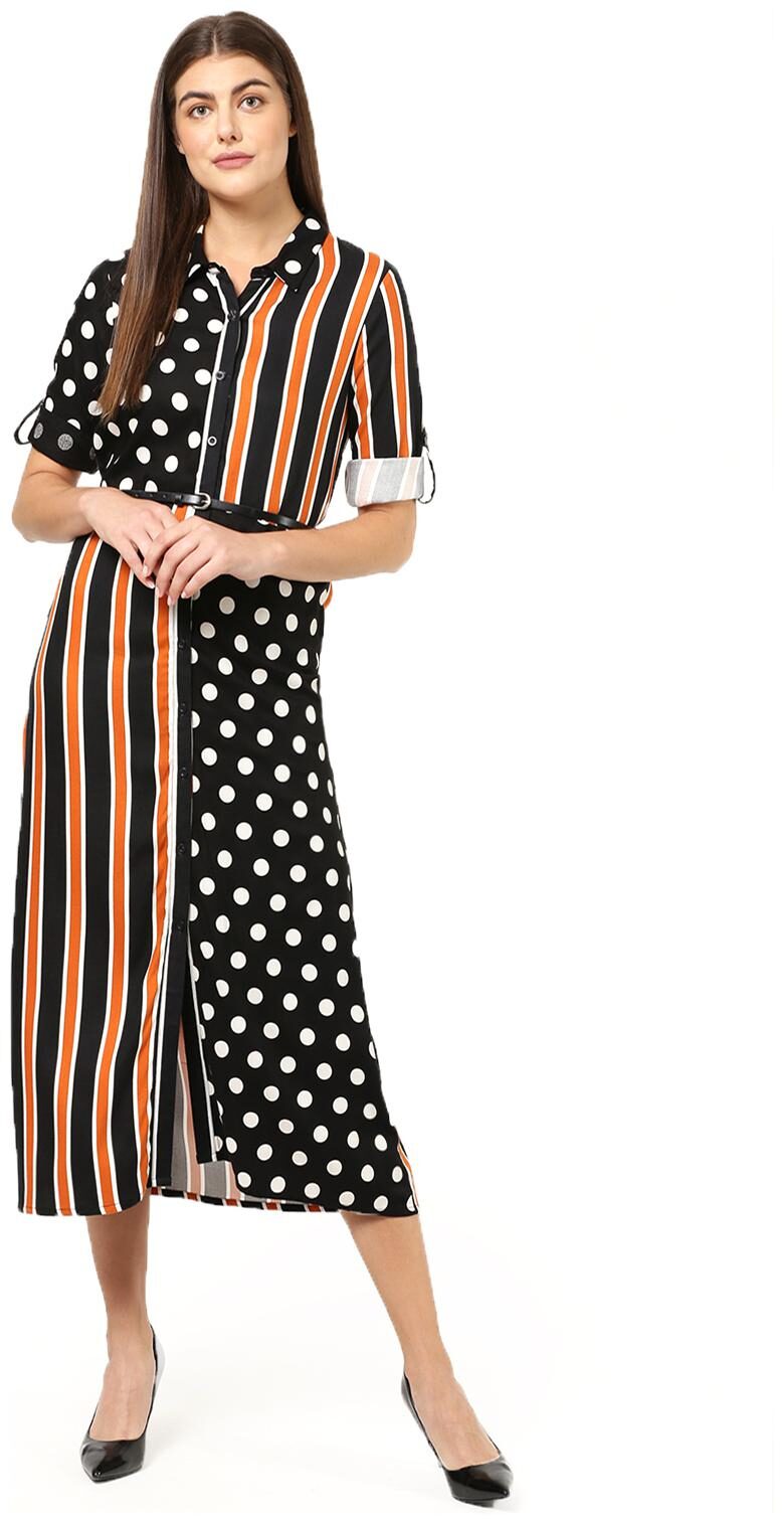 

2BMe Black Striped Fit flare dress