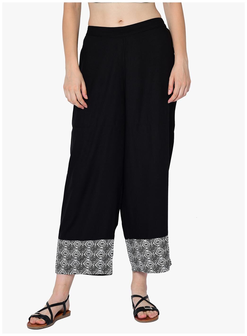 

2BMe Black Printed Flared Palazzo